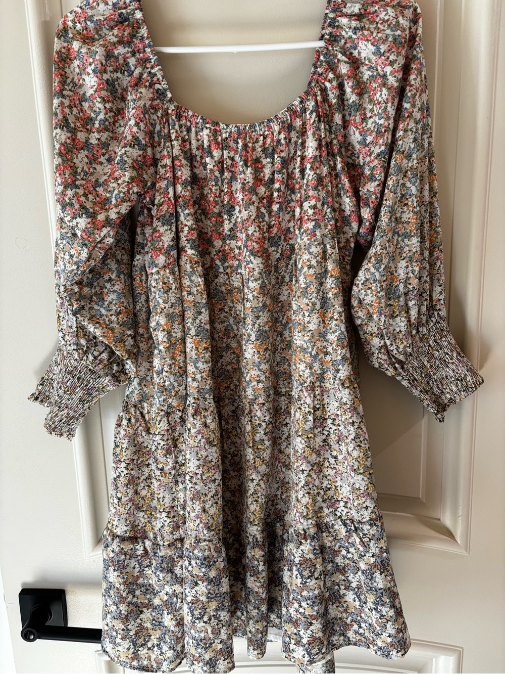 Floral Puff-Sleeve Mini Dress - Multicolor The Impeccable Pig Size Small